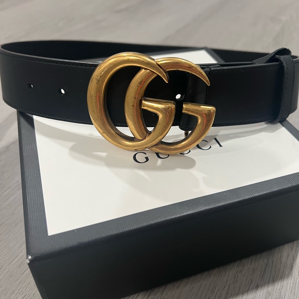 Gucci Double G Black Leather Women’s Belt - Picture 4 of 6